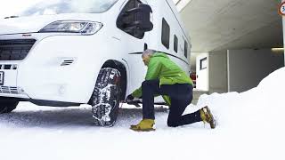 Schneeketten beim Wohnmobil aufziehen  So geht Schneeketten Montieren bei Wohnmobilen [upl. by Eudocia]