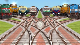 8 Trains Crossing Railroad🤡Always Morning Express3D Grandient Daimond Railways Tracks  railworks [upl. by Yreved399]