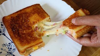 Bread Pizza Sandwich on Tawa Recipe  2 minute cheese recipe [upl. by Eerehs]