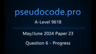 ALevel 9618 Exam Progress  MayJun 2024 Paper 23  Question 6 [upl. by Aehs626]