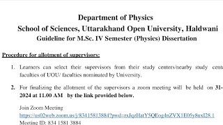 UOUMScPhysics IV sem Dissertation 2024 [upl. by Roman812]