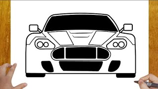 How To Draw Car  Drawing Aston martin car [upl. by Ahsatel]