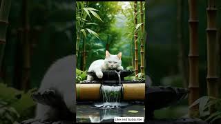 Relaxing bamboo cat fountain Good for relieving stress for study time making you sleep shorts [upl. by Lorou]