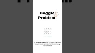 “Solve Boggle Using Backtracking  Coding Interview Guide” backtracking coding yourubeshorts [upl. by Rehpotisrhc]