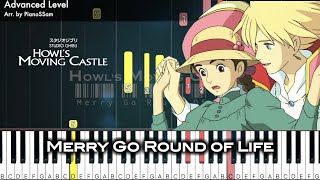 AdvancedMerry Go Round Of Life人生のメリーゴーランド Howls Moving Castle  Piano Arrangement Title faded [upl. by Fidel832]