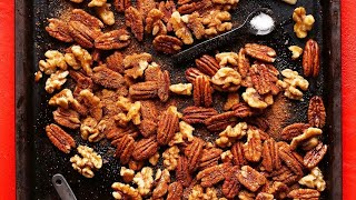 1Pan Candied Spiced Nuts  Minimalist Baker Recipes [upl. by Norvall]