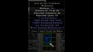 Serpentskin Armor upgrade to Wyrmhide Armor Diablo 2 Resurrected Horadric cube recipe [upl. by Clemence562]