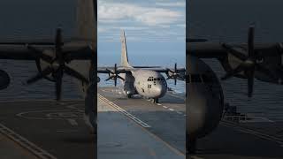 Forced Landing of C130 on an Aircraft Carrier [upl. by Yenruoj]