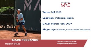 Marc Ferrando  Fall 25 Mens Tennis Recruiting Video [upl. by Adachi]