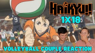 Volleyball Couple Reaction to Haikyu S1E18 quotGuarding Your Backquot [upl. by Eisaj]