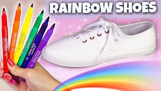 CUSTOM RAINBOW SHOES 👟with Crayola Permanent Markers [upl. by Nawat643]