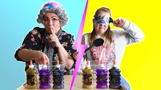 Twin Telepathy Slime Challenge Blindfolded Ruby Rube VS Greedy Granny [upl. by Ronn977]