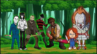 Pennywise VS Chucky Jeff Jason Freddy  Animation Drawing Cartoon 2 [upl. by Ataliah411]