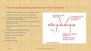 Lecture 3 Dr Yasser Alzeni │Built Up Section with Continously Braced Flanges [upl. by Schinica]