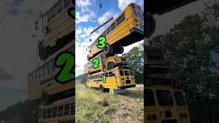 How Many Schools Buses Can we Stack  shorts short viralvideo mrsbeast challenge [upl. by Ulick157]