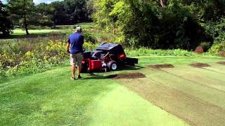 Aerifying Greens using Turf Pride Core CollectorMP4 [upl. by Folsom]