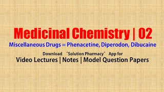 Medicinal Chemistry II 82 Miscellaneous Drugs  Phenacetine Diperodon Dibucaine  BPharmacy 5th [upl. by Hallie]