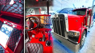 Peterbilt 389 Went From Stock To Custom Interior🥶  BRAND NEW Visor Install amp Rear panel [upl. by Havener]