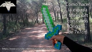 Espada minecraft diamante con cubos origami Tutorial 3D [upl. by Sid52]