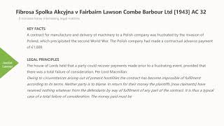 Case Law Contract Fibrosa Spolka Akcyjna v Fairbairn Lawson Combe Barbour Ltd 1943 AC 32 [upl. by Faden]