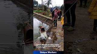 Using a basket to pull water  The workers do their job perfectly  machine shorts [upl. by Kaazi971]