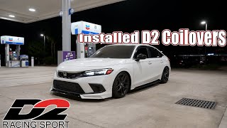 INSTALLING D2 COILOVERS ON THE 2022 HONDA CIVIC Si   11th Generation [upl. by Itnahsa]