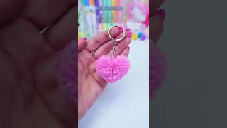 Easy craft ideas  DIY Pom Pom heart keychain shorts craft artandcraft youtubeshorts art diy [upl. by Pronty]