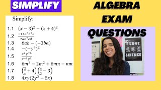 Grade 9 Simplifying expressions Algebra exam questions [upl. by Aeriel]