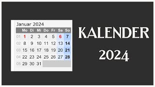 Kalender 2024  GermanyFest mit Feiertagen 2024 [upl. by Carmena]