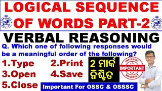 Reasoning Logical Sequence of WordsMeaningful Order Of WordsBy Chinmaya SirPart 2OSSCOSSSCOPSC [upl. by Evod]