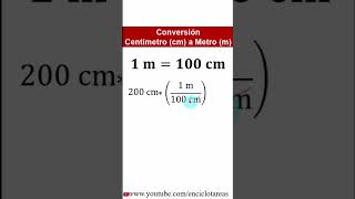 Conversión de Centímetros a Metros cm a m  shorts [upl. by Lilybel]