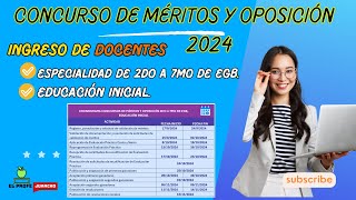 🛑Concurso de méritos y oposición 2do a 7mo Educación Inicial 2024 👨🏼‍🏫profes concursodocente [upl. by Joyce]