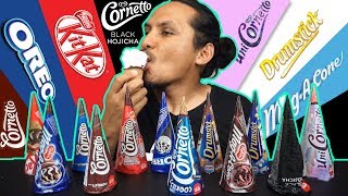 aiskrim KITKAT dan OREO VS DRUMSTIK dan CORNETTO dalam perut mukbang malaysia [upl. by Bentlee]