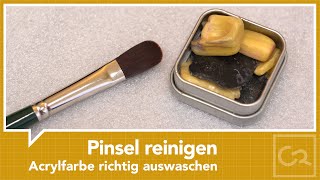 Pinsel reinigen  Acrylfarbe richtig auswaschen [upl. by Alvinia264]