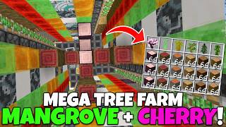 MEGA TREE FARM Tutorial Mangrove  Cherry 8 Type Universal Tree Farm Minecraft Bedrock MCPE [upl. by Arbmat]