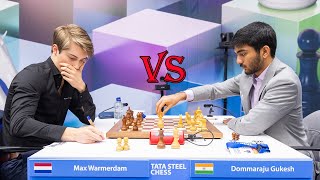 PAWN SAC Gukesh 2725 vs Max Warmerdam 2625  Tata Steel Masters 2024  R7 [upl. by Navannod]