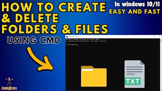 How to create and Delete folder and text files using CMD  simple Way   RampR [upl. by Asiulana]