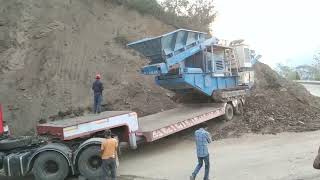 Mobile crusher plant Puzzolana Keystone infra pvt ltd Loading trailer [upl. by Einhpets]