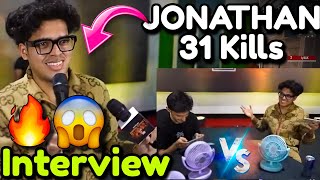 🇮🇳JONATHAN Record 32 Kills 😱 1v1 With Jelly 🔥 Interview🏆 [upl. by Haizek]