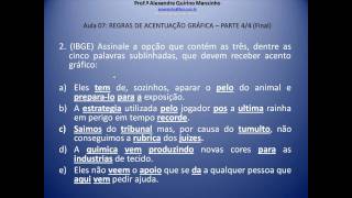 1001 DÚVIDAS DE PORTUGUÊS  AULA 7 44  REGRAS DE ACENTUAÇÃO  Professor Alexandre [upl. by Avek]