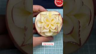 Apple Carving  fruit carving  carving  vegetable carving flowercarving shorts trending tamil [upl. by Ahsimac607]