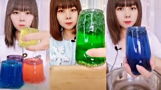 ASMR basil seeds ice eating amp basil seeds drinking sounds [upl. by Nosreh73]