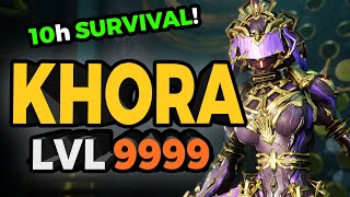 Khora Build Guide for Level 9999  10 Hours Survival Challenge Warframe [upl. by Sirraj978]