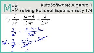 KutaSoftware Algebra 1 Solving Rational Equations Easy Part 1 [upl. by Llehcor]