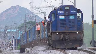 Unloading BALLAST from BOBYN Wagons  Derated ALCO in Departmental Duties  Indian Railways [upl. by Akitan]