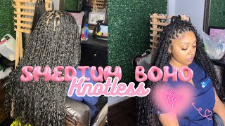 HOW TO SMEDIUM BOHO KNOTLESS🩷  tips [upl. by Lenora]