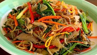 Japchae Glass noodles stirfried with vegetables 잡채 [upl. by Bloom]