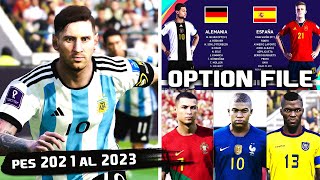 PES 2021 actualizado al 2023  OPTION FILE MUNDIAL 🏆  PS4  PS5  PC  TUTORIAL [upl. by Kela3]