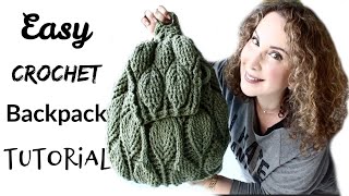 Easy Crochet Leaves BackPack Tutorial [upl. by Everard947]