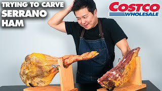 How to Carve Serrano Ham  Costco Serrano Ham Jamón ibérico Carving [upl. by Annodas294]